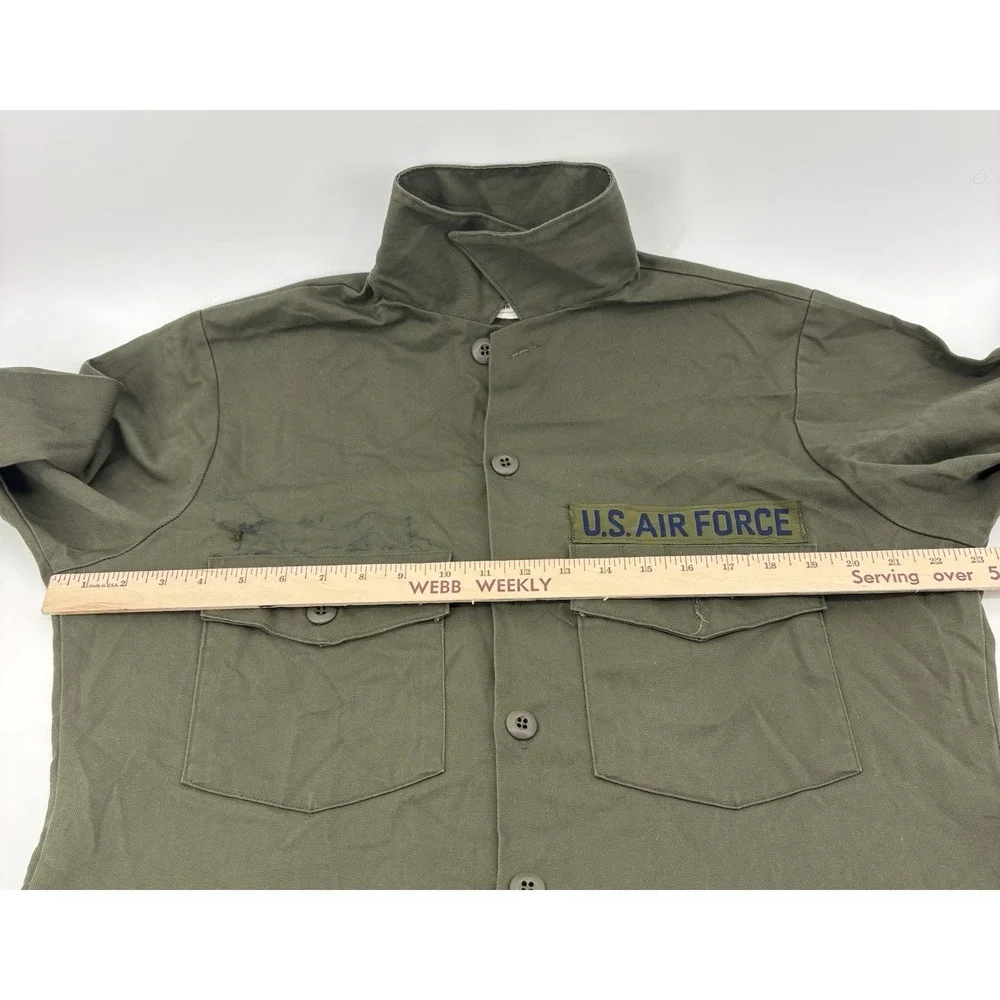 US Air‎ Force OG-507 Utility Shirt Vintage 70s Military Olive Green Vietnam Poly